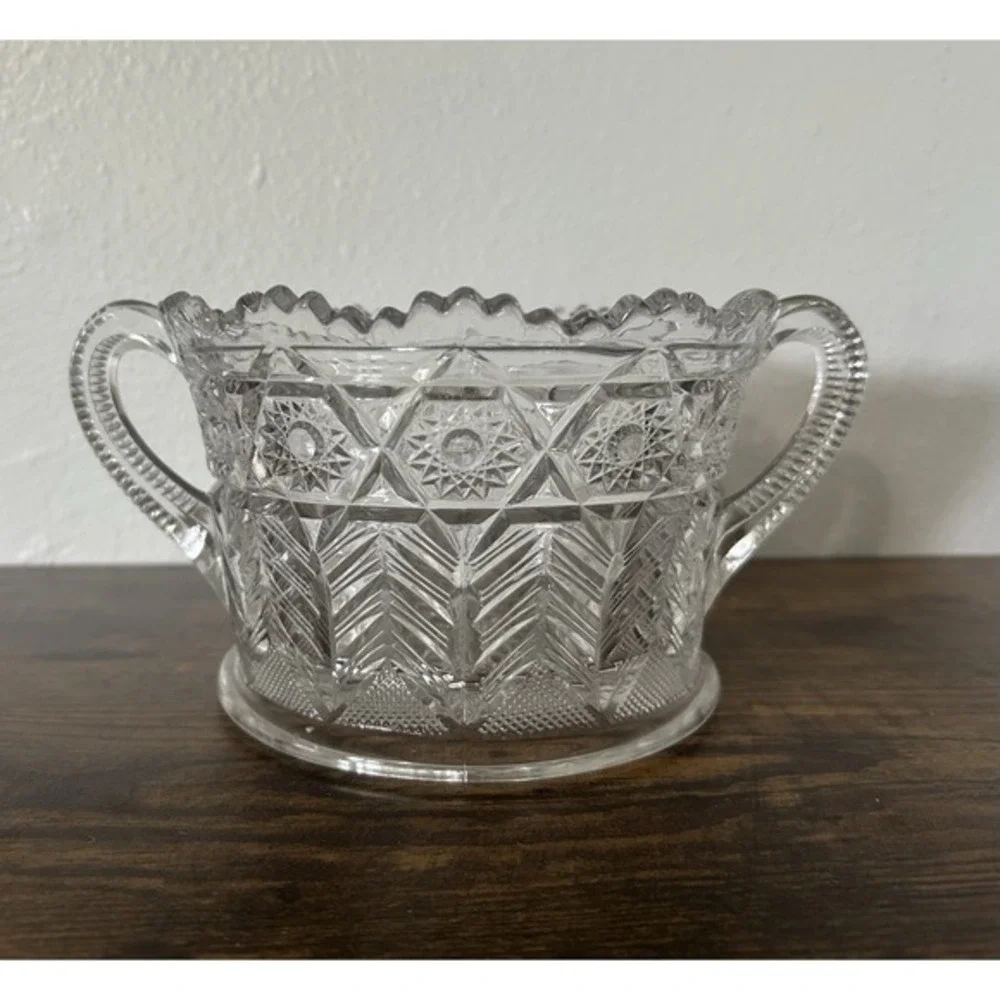 Antique EAPG Cambridge‎ Inverted Feather Crystal Cracker Jar Ice Bucket